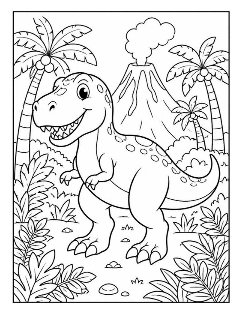 Página de muestra: T-rex y volcán