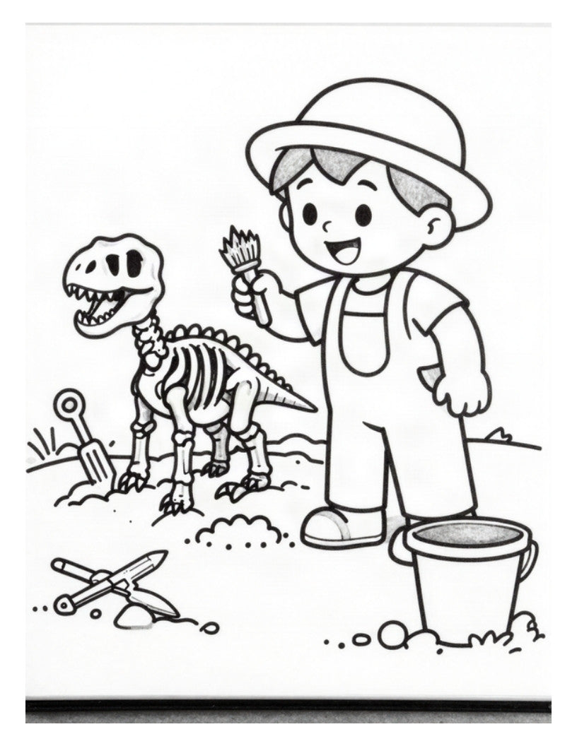 Página de muestra: niño paleontólogo