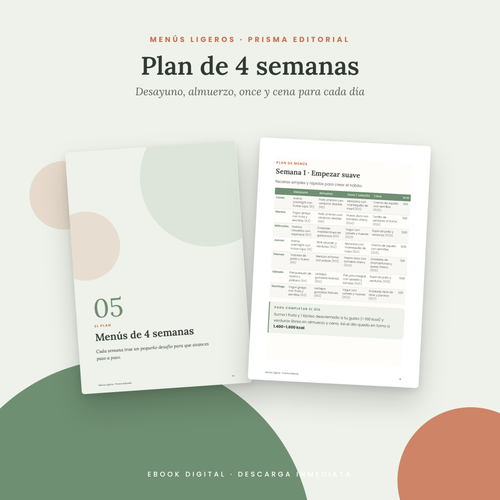Menús Ligeros: Plan de 4 semanas para bajar de peso comiendo rico